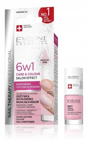 Eveline odżywka do paznokci 6w1 Shimmering Pink-30782